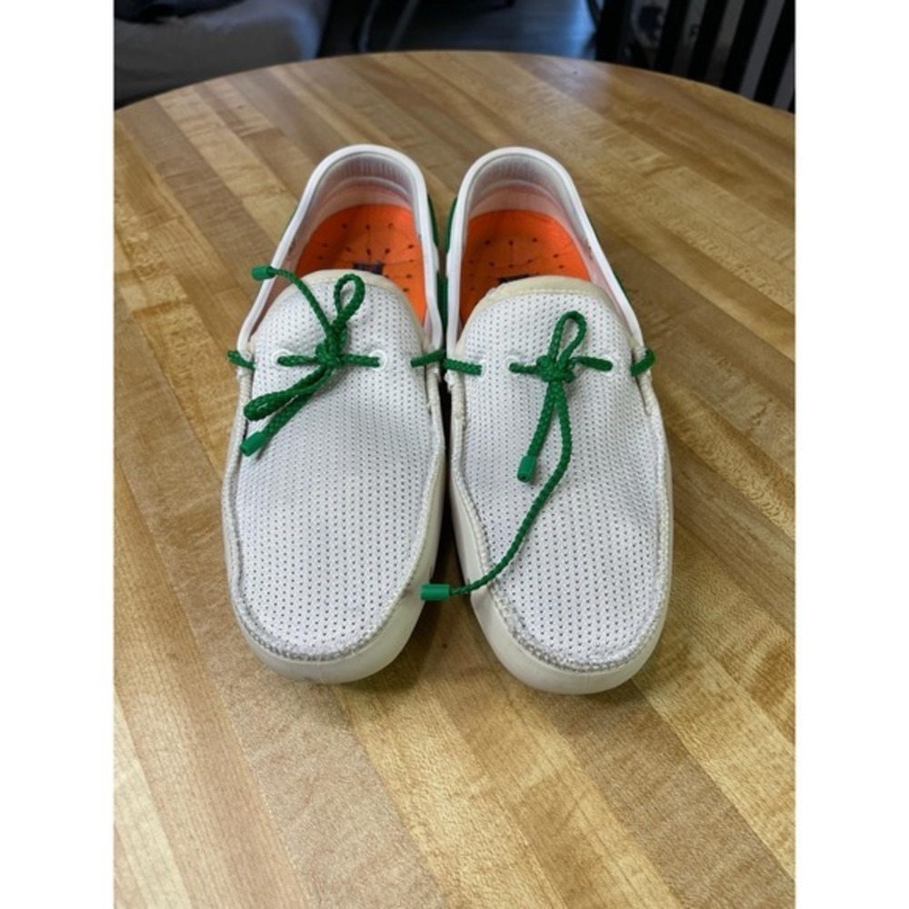 SWIMS Boat Shoes Braided Lace Slip On Loafer Casual Water White 9